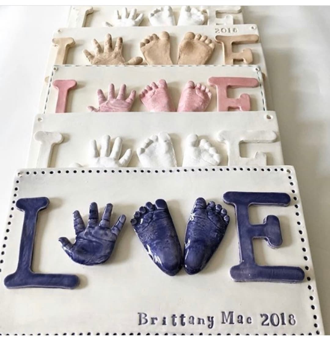 Baby Boy Personalized Hand and Foot Keepsake Print DIY Mold Kit