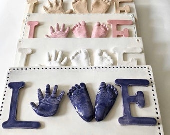 Baby Hand and Footprint Art Baby Keepsake Gift Baby Nursery Decor Personalized Baby Art Custom Baby Nursery Love Print New Mom Gift