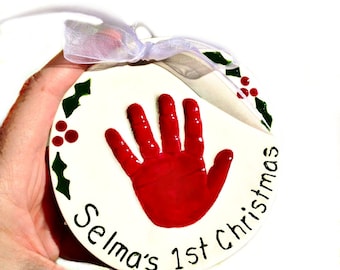 Newborns First Ornament , Baby&#39;s First Christmas Baby Ornament -, First Christmas Ornament ,  Custom Hand Print Ornament , Baby