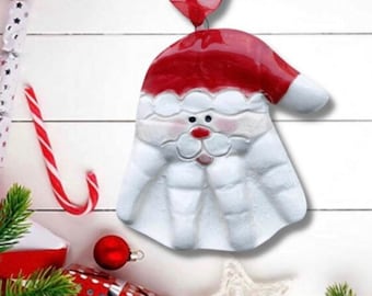 Baby Handprint ornament , Handprint Ornament , Kids ornament , Hand Print Santa Ornament