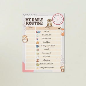Visual Daily Routine Chart for Kids – Printable Schedule with Icons – Toddler Chore Chart – Editable PDF – Instant Download