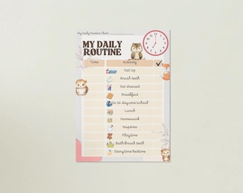Tabla de rutina diaria para niños: horario visual, tabla de tareas para niños pequeños (PDF editable)
