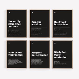 Black Motivational Quote Prints: Modern Typography Art Set (Digital Download