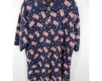 Polo C&B Sport USA con la bandera estadounidense para hombre, talla XLT, 4 de julio.