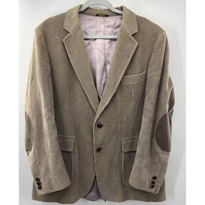 Vintage Corduroy Elbow Patch Brookford 2 Button Mens Jacket Tan Sport Coat 44R