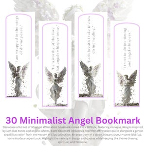 30 segnalibri stampabili con affermazione "Angelo" / Minimalista / Citazioni dal Paradiso - 4 stili di design / Arte dell'angelo lilla / Download PNG digitale