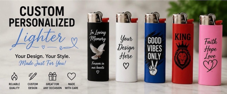 Custom Personalized Lighter, Photo Lighter, Memorial Lighter, Custom Gift, Personalized BIC Lighter, Double Sided Design image 1