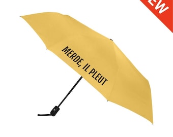 Parapluie jaune « Merde, Il Pleut » : parapluie français compact