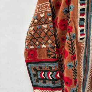 Handcrafted Suzani Velvet Jacket, Traditional Floral Embroidery, Boho Statement Outerwear image 3