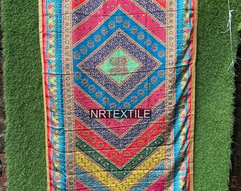 Silk Dupatta Shawl | Indian Embroidered Scarf | Boho Wrap | Festival Silk Stole