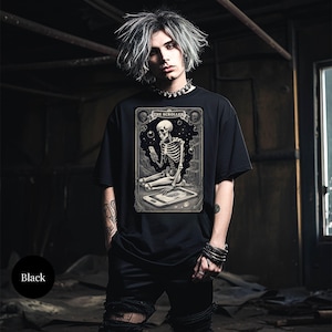 Comfort Colors® The Scroller Tarot Card Shirt, Skeleton Phone Addict Shirt, Unisex Tarot Shirt, Goth Humor Gift, Screen Time Aesthetic