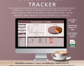 Subscription Tracker Excel Template: Monthly Bill Organizer (Digital Download)
