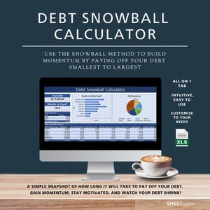 Plantilla de Excel para cálculo de bola de nieve de deuda, Calculadora de Excel para cálculo de bola de nieve de deuda, Hoja de cálculo para cálculo de bola de nieve de deuda, Calculadora de bola de nieve de tarjeta de crédito, Planificación para liberarse de deudas