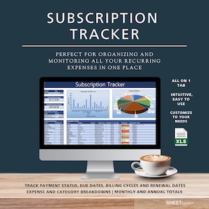 Subscription Tracker Excel, Monthly Subscription Tracker Template, Simple Subscription Tracker Spreadsheet, Subscription Membership Tracker