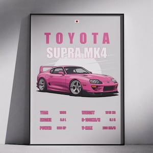 Toyota Supra MK4 Poster – JDM Car Wall Art, Digital Download Print, 2JZ Turbo Supra Illustration, Garage Decor, Gift for Car Enthusiasts