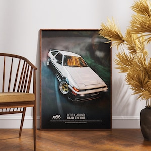 Toyota Trueno Ae86 / Arte mural de alto rendimiento JDM / Impresión de coche / Descarga digital / 300 DPI