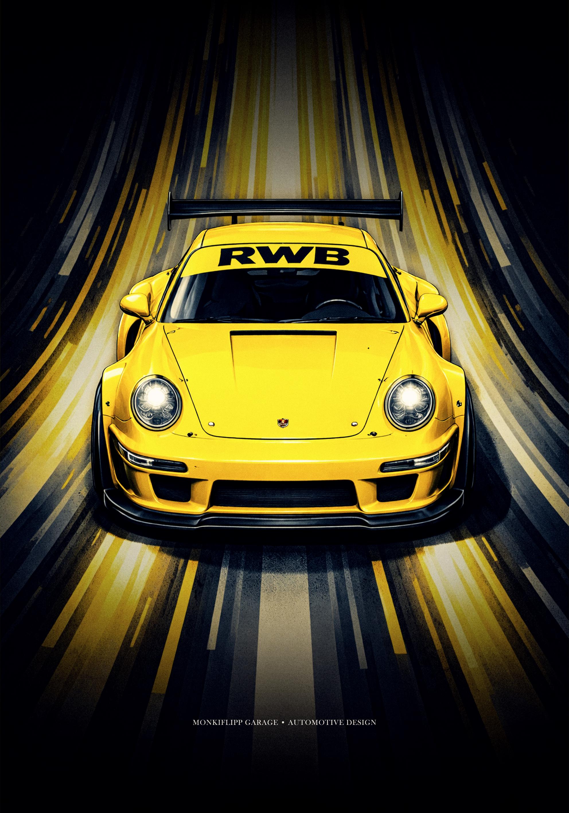 Iconic Porsche 911 RWB Turbo Car - Minimalistic Art, Automotive Poster ...