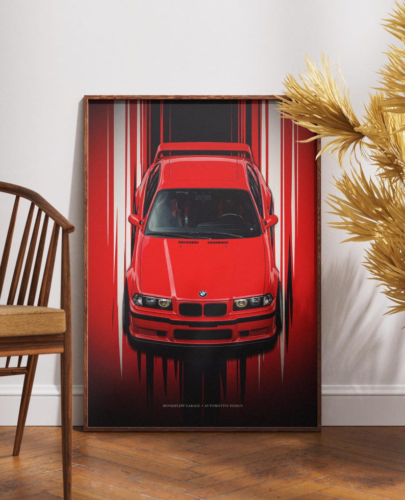 BMW E36 Automotive Digital Poster | Retro Car Art Print - Etsy