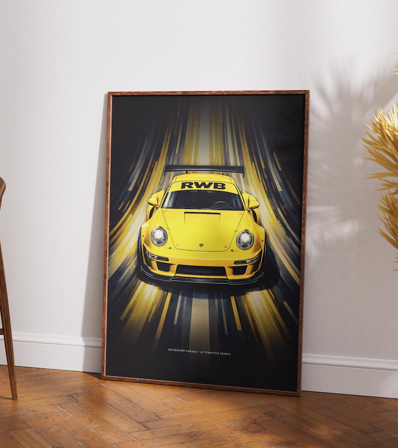 Iconic Porsche 911 RWB Turbo Car - Minimalistic Art, Automotive Poster ...