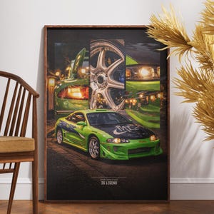 2017: Green Tuning-Mitsubishi Eclipse Gen2 Digitale Poster-Kunst