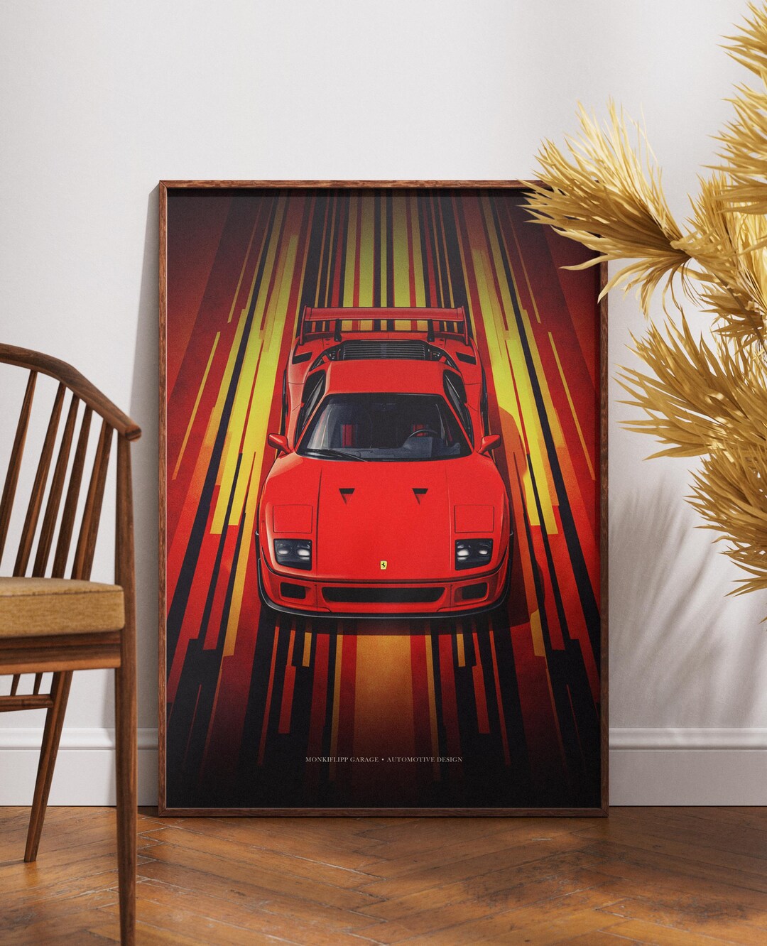 Ferrari F40 Red Poster | Sports Car Art Print | Retro Wall Decor - Etsy