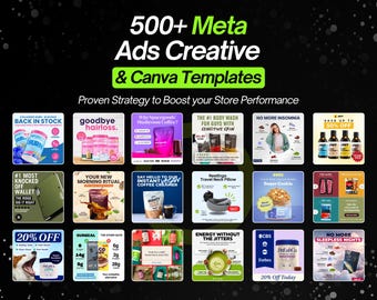 500+ Meta Ad Canva Templates: Facebook & Instagram Ads (PLR/MRR)