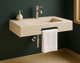 Handmade Travertine Marble Wall Mount Sink: Luxury Stone Washbasin