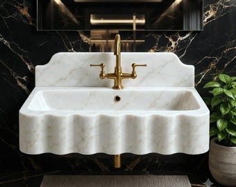 Calacatta Gold Wall-Mounted Sink – Golden Faucet