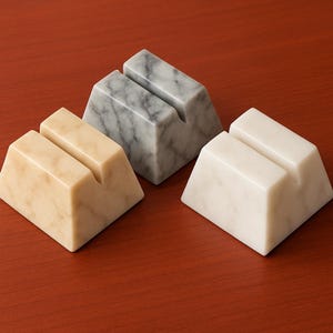 Porte-cartes en marbre blanc - porte-nom de mariage, support pour menu, présentoir à bijoux, décoration en pierre moderne, élément de table élégant pour événement
