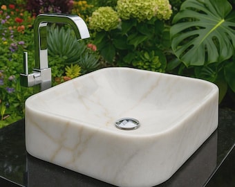 Platz Calacatta Goldmarmor Gefäß Waschbecken | Glatte Naturstein Badezimmer Becken | Outdoor Luxus Eitelkeit