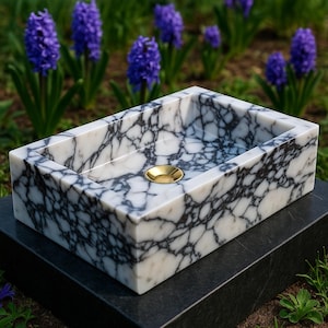 Calacatta Viola Marble Sink, Handmade, Luxury, Bathroom, Vanity, Washbasin, Decor