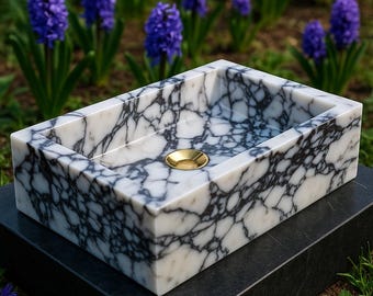 Calacatta Viola Marble Sink, Handmade, Luxury, Bathroom, Vanity, Washbasin, Decor
