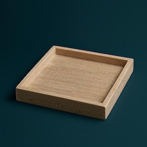 Natural Travertine Stone Tray | Handmade Square & Rectangular Tray | Minimalist Decorative Dish | Soap Dish, Jewelry Holder, Candle Tray