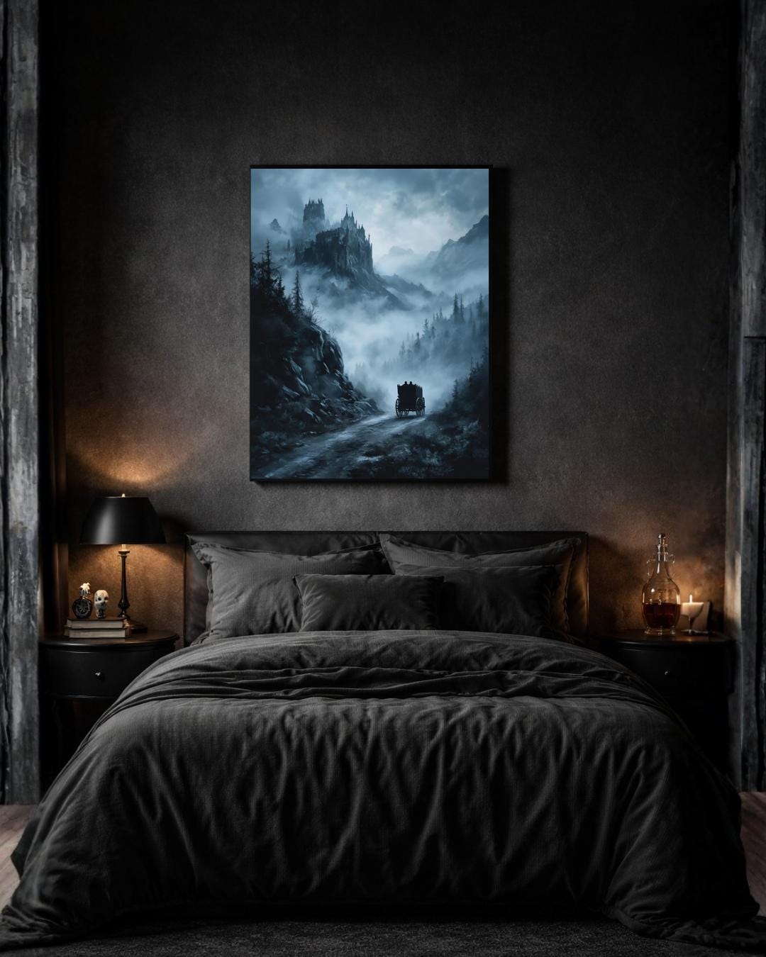 Dracula Castle Print, Gothic Landscape, Moody Fantasy Art (digital ...