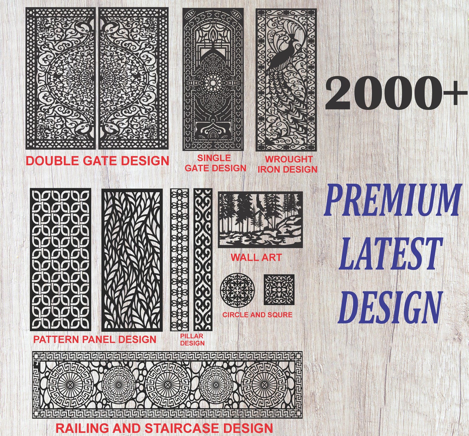 Svg Railing Designs Laser Cut Design Bundle: Gates, Panels, Wall Art, Railings (digital ...