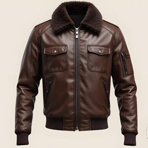 Handcrafted Cowhide Leather Bomber Jacket: Faux Shearling Collar