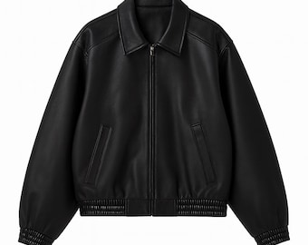 ジャケット・アウター she'ller leather like bomber jacket Oversized Brown Leather Bomber Jacket-womens 90s Retro Style