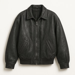 90s Leather Bomber - Etsy
