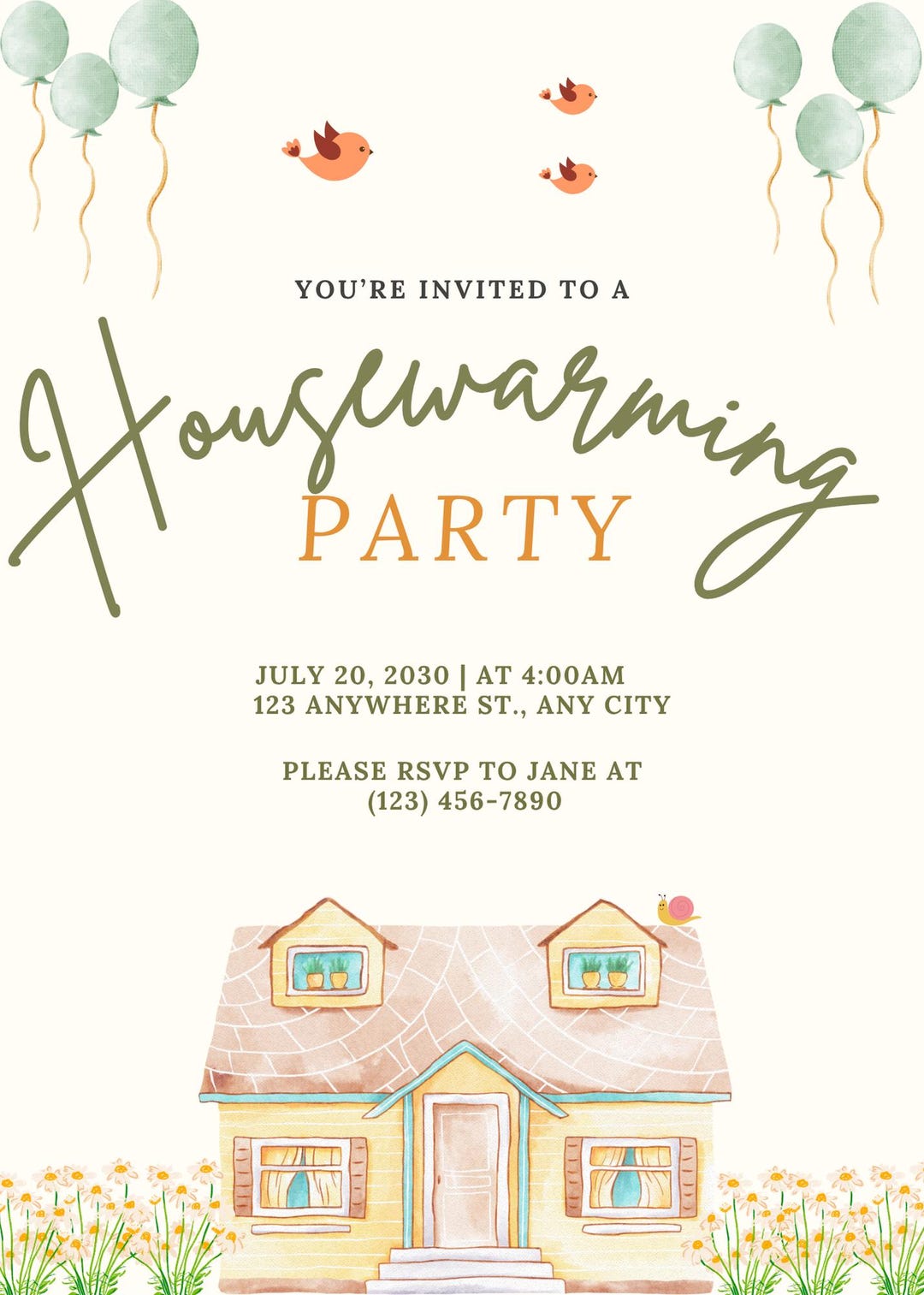 Printable House Warming Invitation, Easy Customization on Canva Free ...