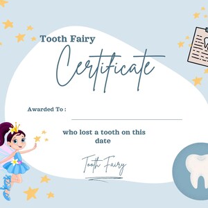 Biglietto digitale della fatina dei denti, completamente personalizzabile con l'account gratuito di Canva. Certificato scaricabile per il tuo bambino, perché la fatina dei denti esiste davvero.