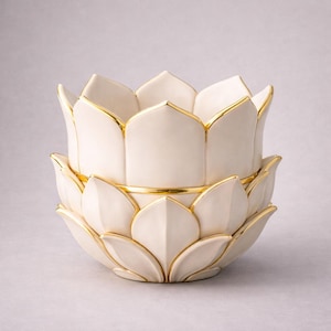 STL vase lotus de luxe | Pot de fleur décoratif en or blanc | Bol élégant lotus sacré | Modèle d'impression 3D | Téléchargement numérique instantané | Fichier STL professionnel !!