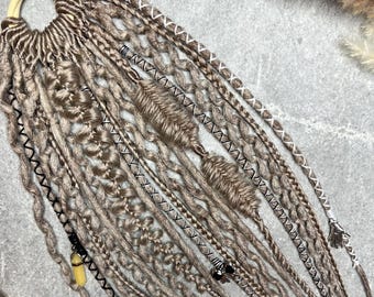 Dreadlock Ponytail Extension, Boho Hair Tie with Braids & Curls, Custom Dreads