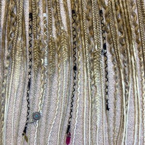 Blonde Boho Curly Dreadlock Set | Braids, Wraps & Crystal Charms | Festival Hair Extensions