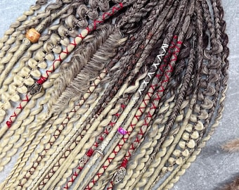 Brown Blonde Boho Synthetic Dreads – SE Micro Dreadlocks & Braids with Wraps