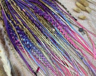 Purple Blonde Dreadlock Extensions | Boho Festival Dreads | DE SE Dreads