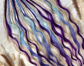 Boho Purple Blonde Wavy Dreadlock Extensions, Festival Hair Braids (DE Dreadlocks)