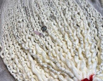 Milk White DE Dreadlocks • Boho Kanekalon Dread Extensions with Charms