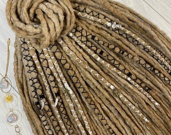 Boho Brown Kanekalon Dreadlock Set: Wraps & Charms, Open Ends