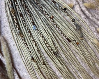 Earthy Boho Dreadlock Extensions: Handmade Synthetic Dreads with Beads