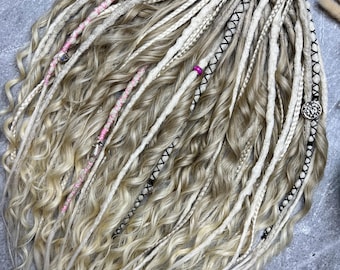 Blonde Curly Dreadlocks Set | Boho Dreads | Goddess Dreads | Dreadlock Extensions
